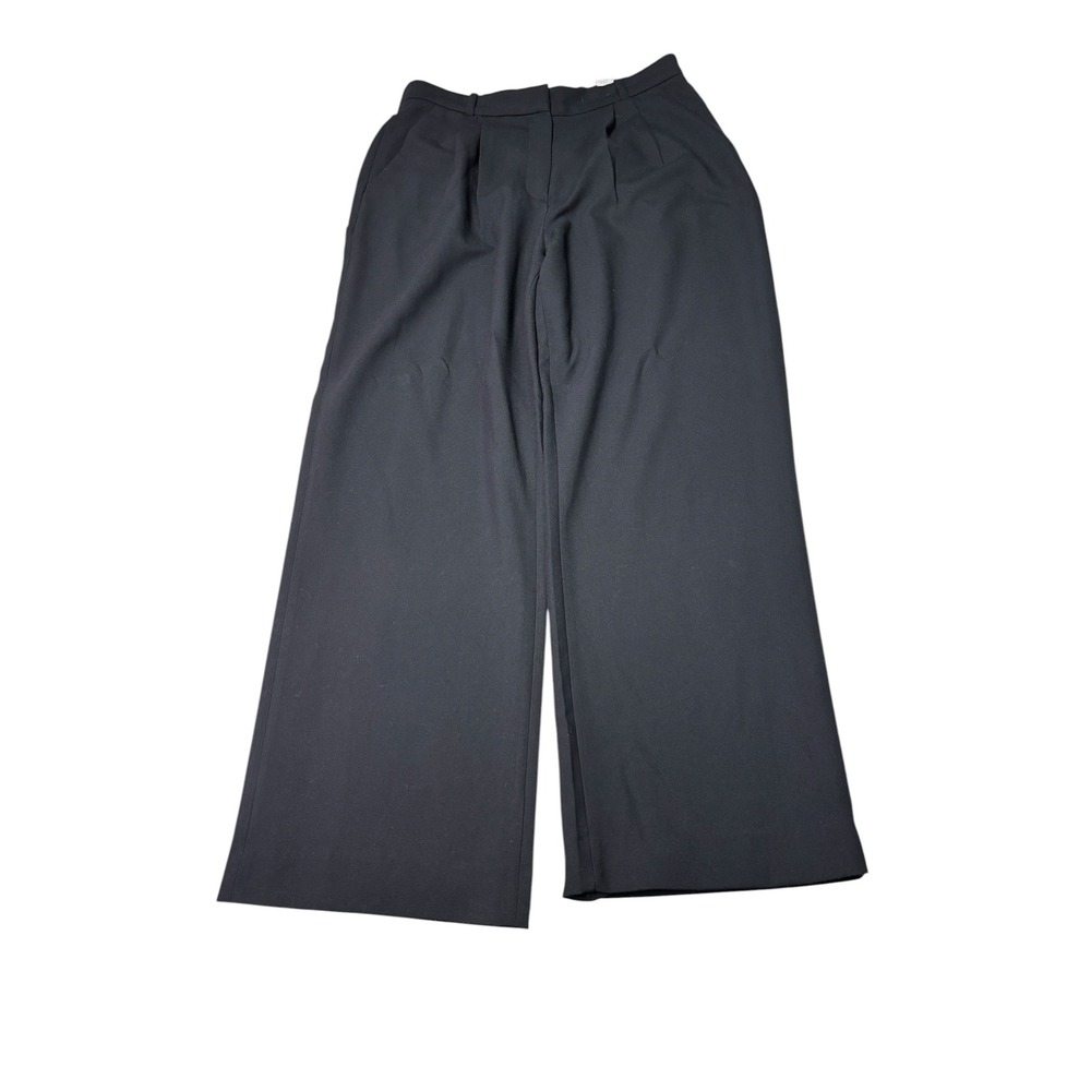 Abercrombie & Fitch Curve Love Wide Leg Trousers Black Womens 32 14L L32 Pleated